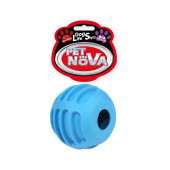 Интерактивна, гумена играчка за кучета PET NOVA топка с място за лакомства и аромат на телешко 6 см.